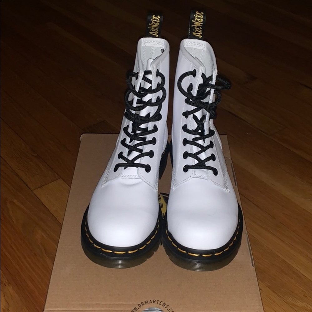 1460 white leather Dr. Martens boots
